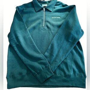Good For Sunday Tencel Zip Polo Sweatshirt XL Forest Green Made Canada NWT